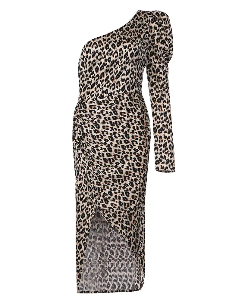 Off-Shoulder Leopard Print Dress