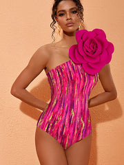Floral Front Decor Printed One Piece Swimsuit Set