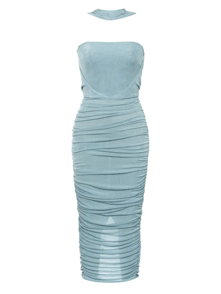 Cross Neckline Evening Dress