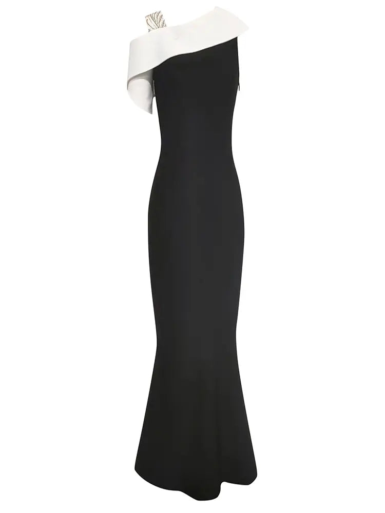 Colorblock Asymmetrical Bodycon Dress