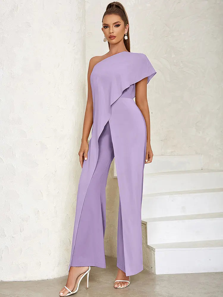 One-Shoulder Hollow Back Jumpsuit