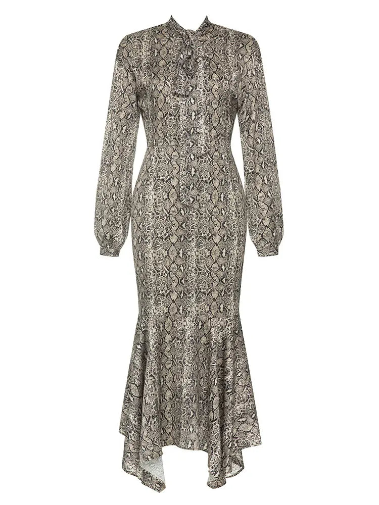 Retro Round Neck Print Dress
