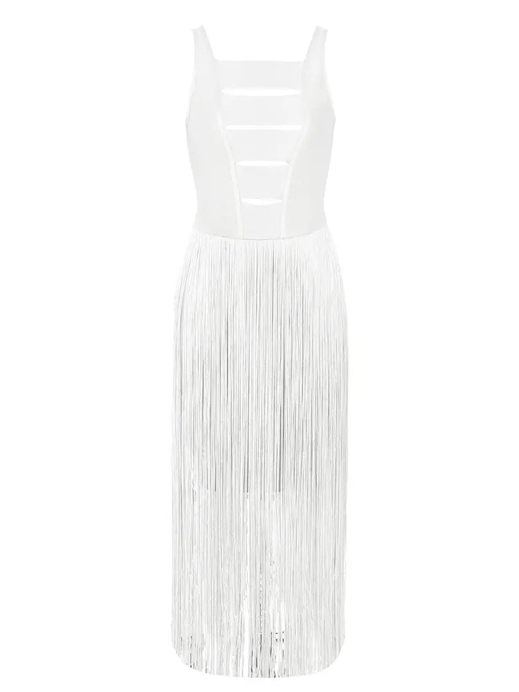 Vintage Strapless Fringe Bandage Dress