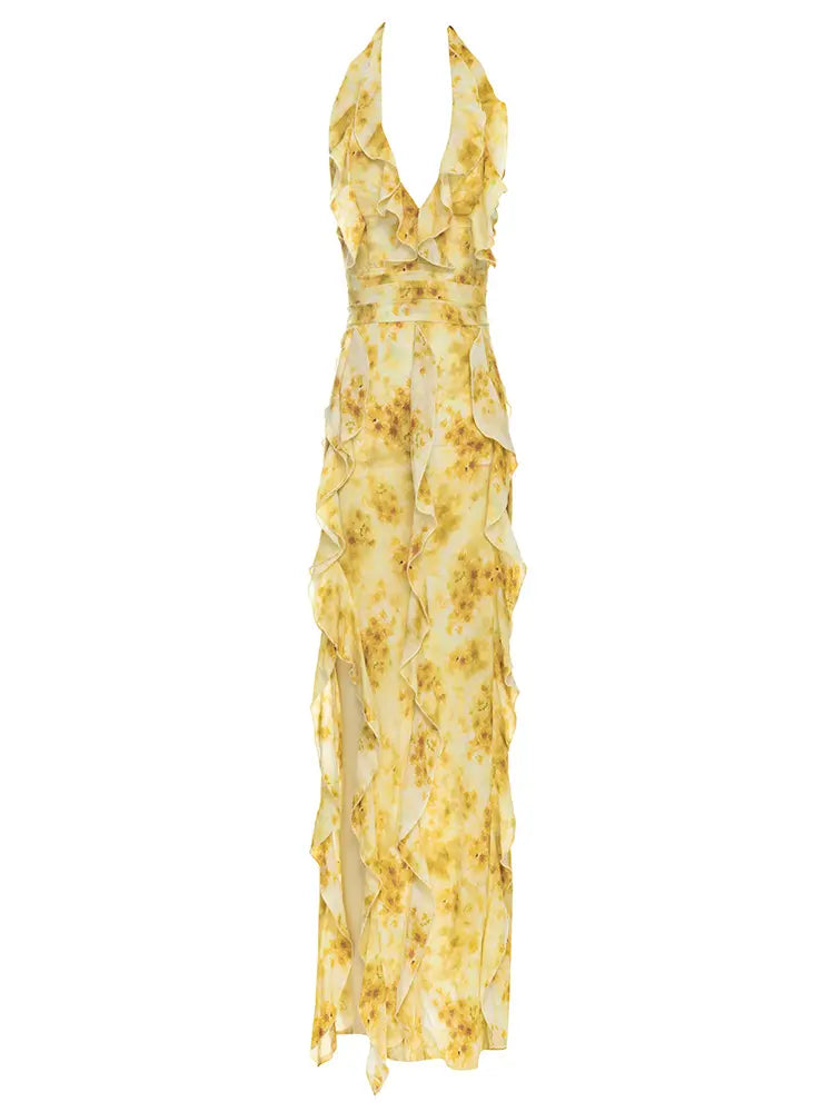 Halter Ruffle Bodycon Dress