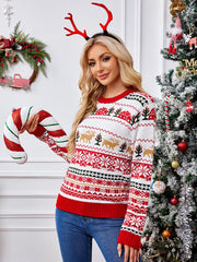 Christmas Crewneck Embroidered Knit Sweater