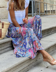 Hippie Gypsy Ruffled Maxi Skirt
