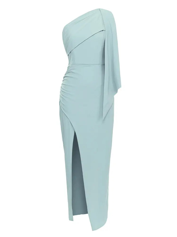 Vintage Asymmetric Belted Evening Dress