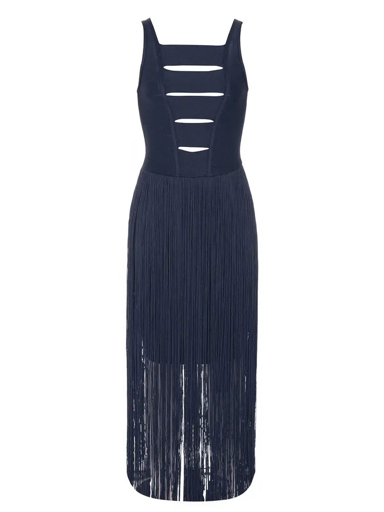 Vintage Strapless Fringe Bandage Dress