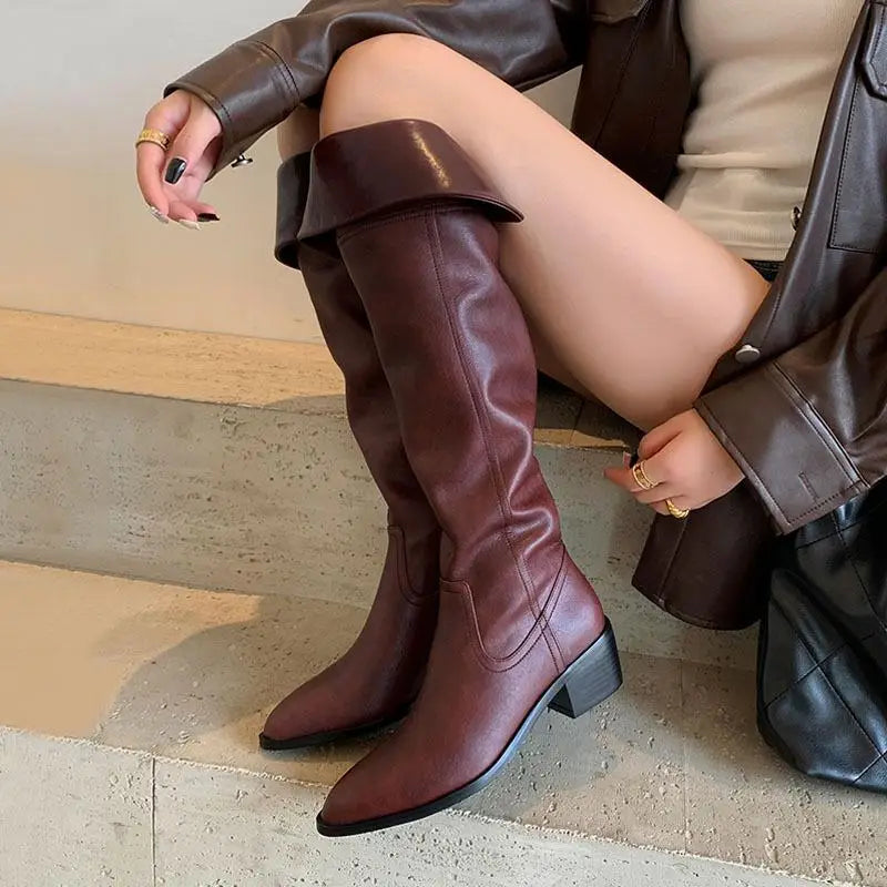 Autumn Cowhide Over the knee Boots