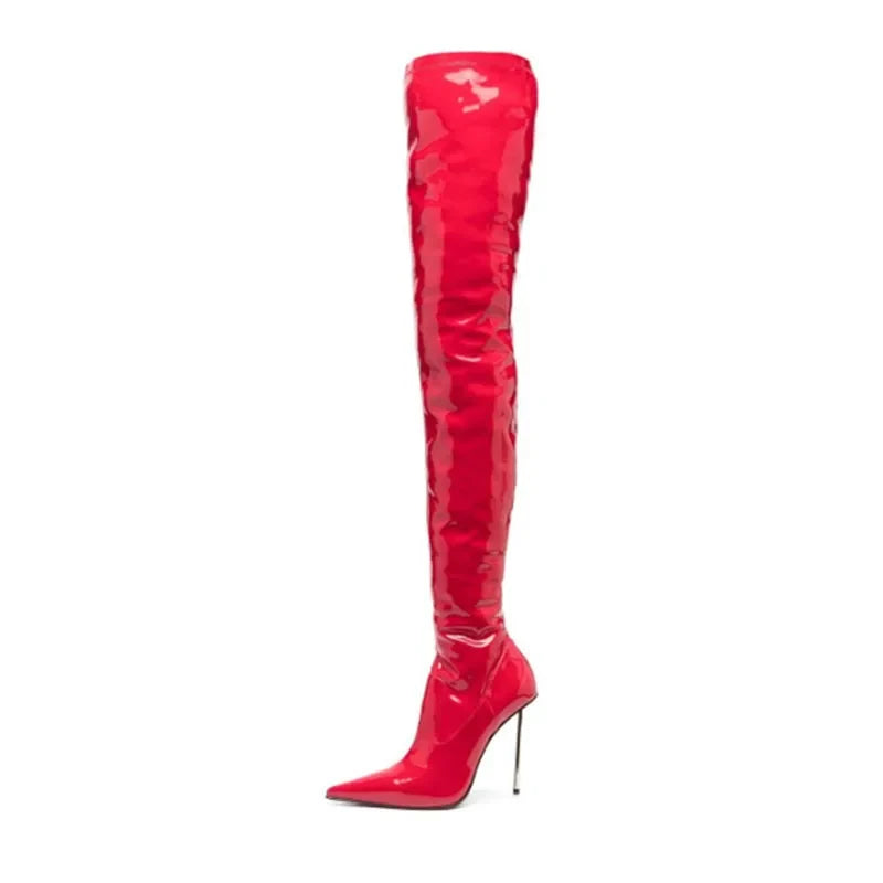 Patent Leather Thin heels Over The Knee Boots