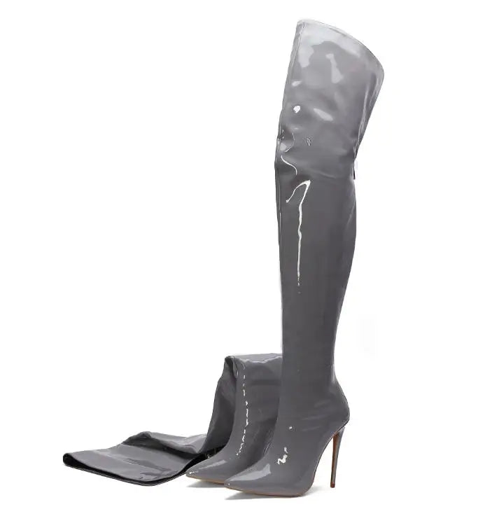 Red Patent Leather Over The Knee Boots