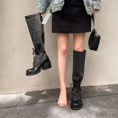 Autumn Ankle strap cowhide Knee high Boots