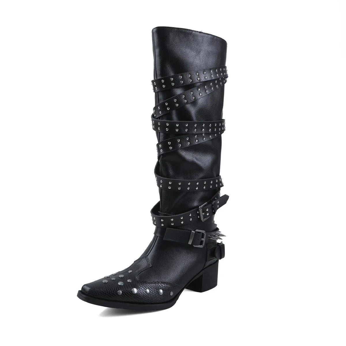 Autumn Belt buckle cowhide Knee high Boots