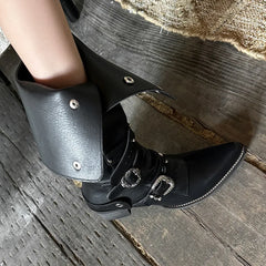 Autumn Belt buckle cowhide Western Boots