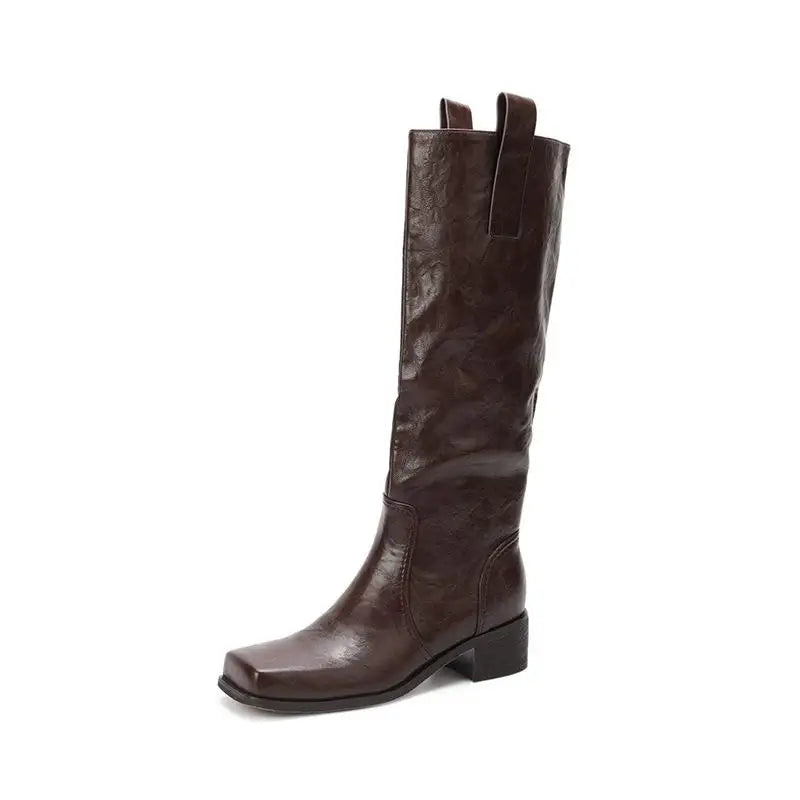 Autumn Brown Microfiber Riding Boots