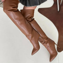 Autumn Brown Thin heels Over the Knee Boots