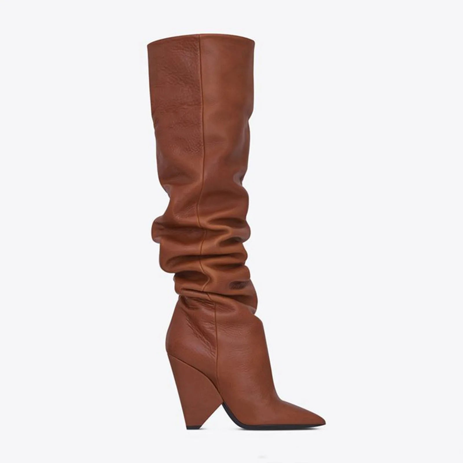 Autumn Winter Tapered heel Pleated Over the knee Boots