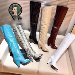 Autumn Winter Tapered heel Pleated Over the knee Boots