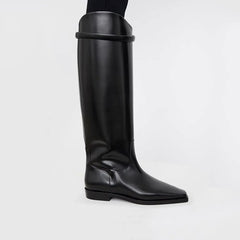Autumn Winter Women's Cowhide square heel Knee high Boots