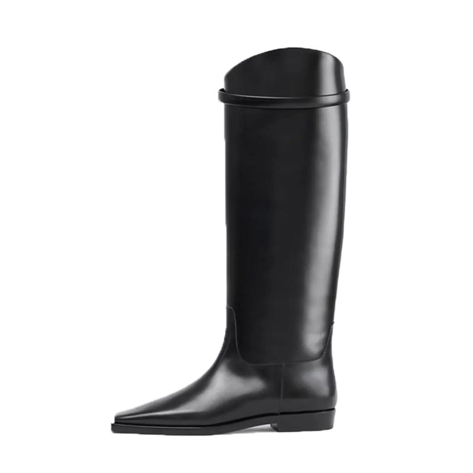 Autumn Winter Women's Cowhide square heel Knee high Boots