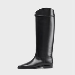 Autumn Winter Women's Cowhide square heel Knee high Boots