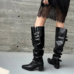 Autumn suede Pleated Large tubular Boots