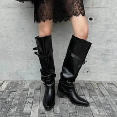 Autumn suede Pleated Large tubular Boots