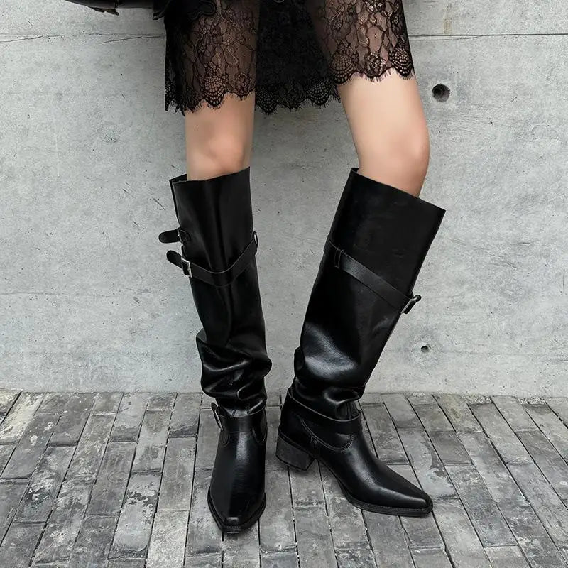 Autumn suede Pleated Large tubular Boots