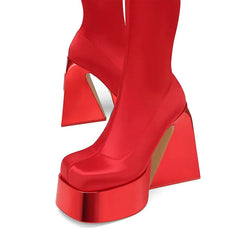 Spring Elastic microfiber Alien heel Skinny Boots