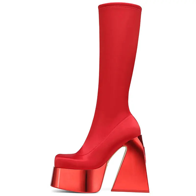 Spring Elastic microfiber Alien heel Skinny Boots