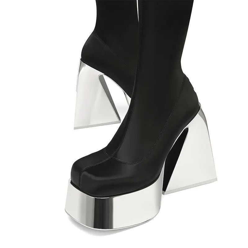 Spring Elastic microfiber Alien heel Skinny Boots