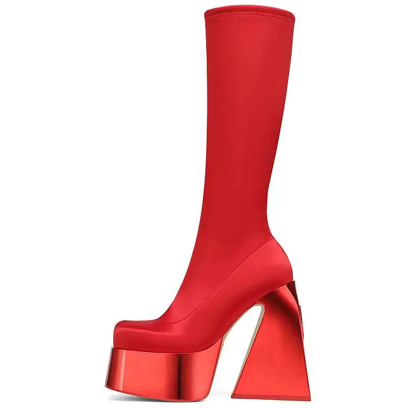 Spring Elastic microfiber Alien heel Skinny Boots
