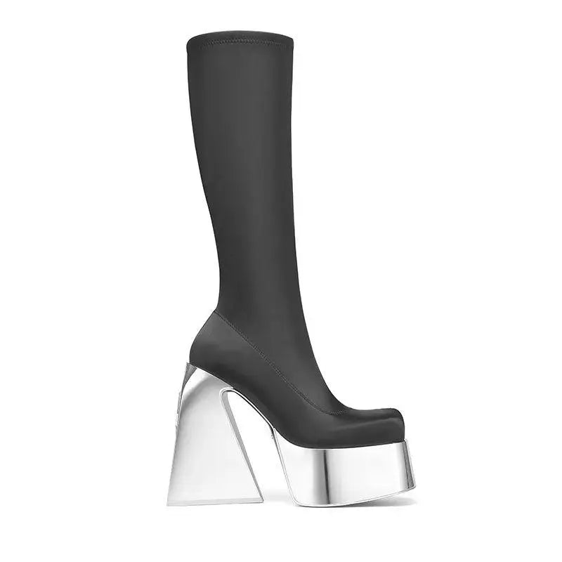Spring Elastic microfiber Alien heel Skinny Boots