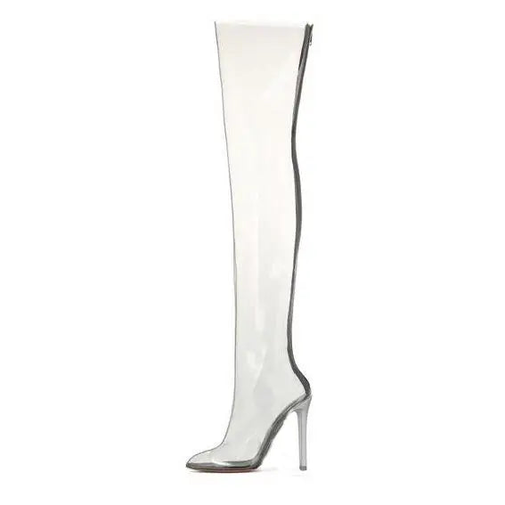 Pointed toe Back zipper Super high heel Over the knee Boots