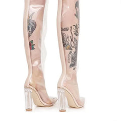 Pointed toe Back zipper Super high heel Over the knee Boots