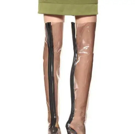 Pointed toe Back zipper Super high heel Over the knee Boots