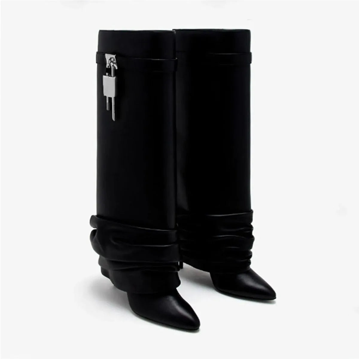 spring Metal buckle Pleated Trouser legs Boots