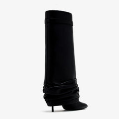 spring Metal buckle Pleated Trouser legs Boots