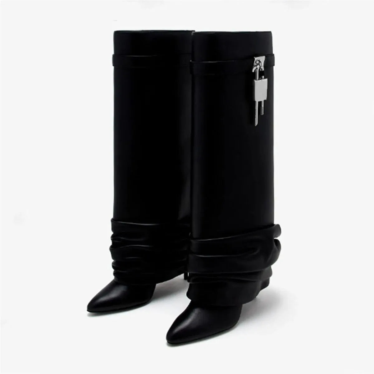 spring Metal buckle Pleated Trouser legs Boots