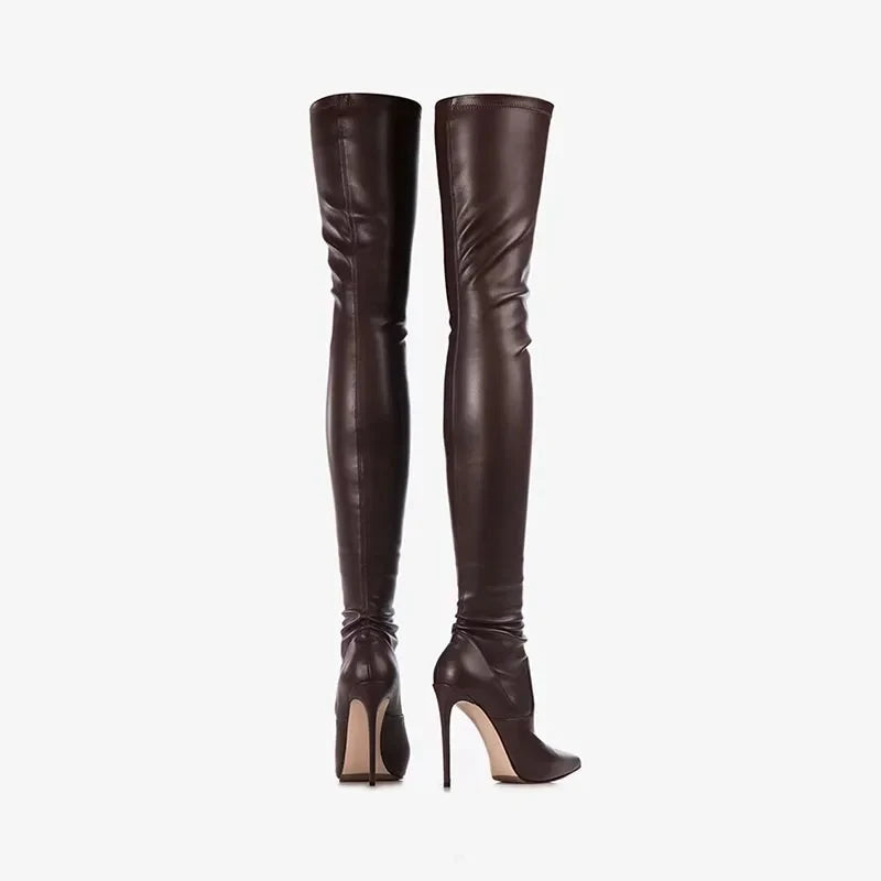 stretch Burgundy Over the knee Boots