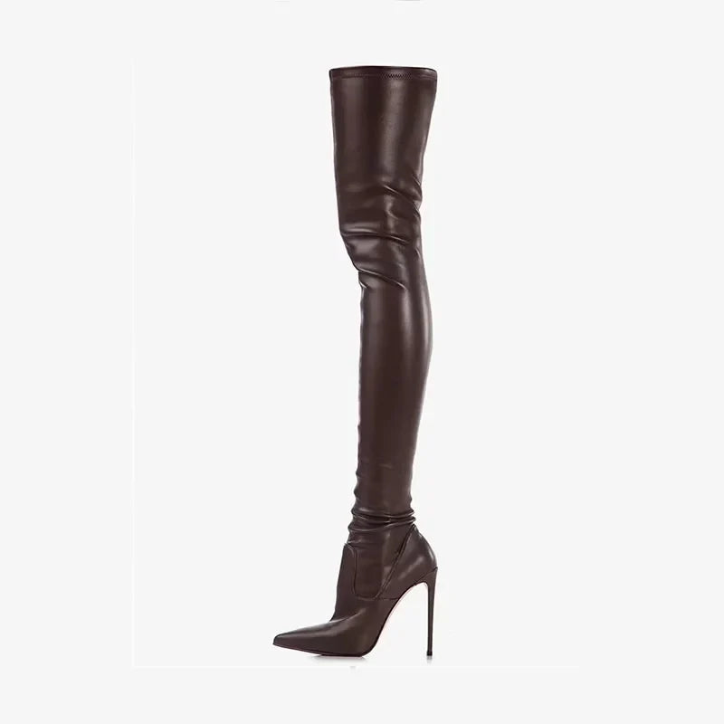 stretch Burgundy Over the knee Boots