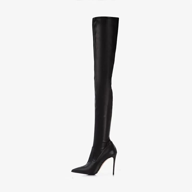stretch Burgundy Over the knee Boots