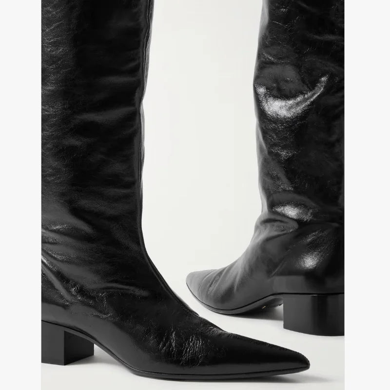 Autumn Black cowhide Modern Boots