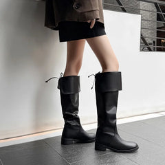 Autumn Black cowhide Riding Boots