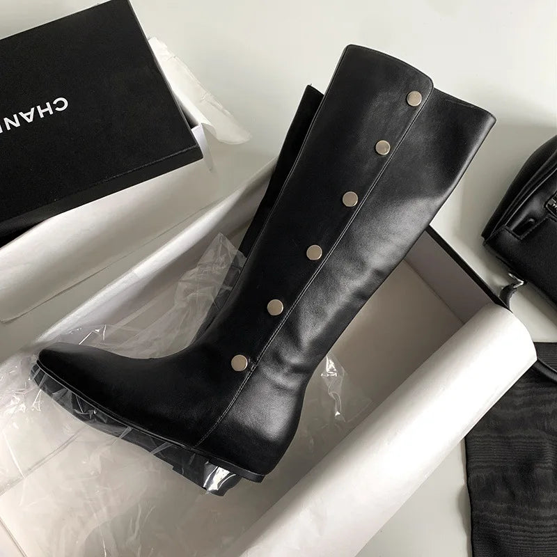 Autumn Brown Cow suede Increased Internal Modern Boots