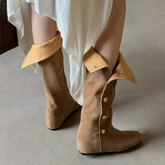 Autumn Brown Cow suede Increased Internal Modern Boots