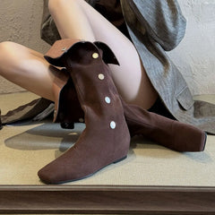 Autumn Brown Cow suede Increased Internal Modern Boots