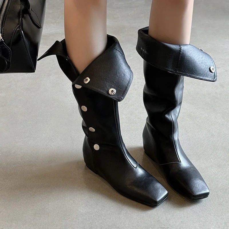 Autumn Brown Cow suede Increased Internal Modern Boots