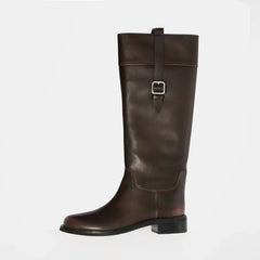 Autumn Brown cowhide Belt buckle Riding Boots