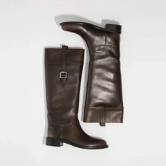 Autumn Brown cowhide Belt buckle Riding Boots